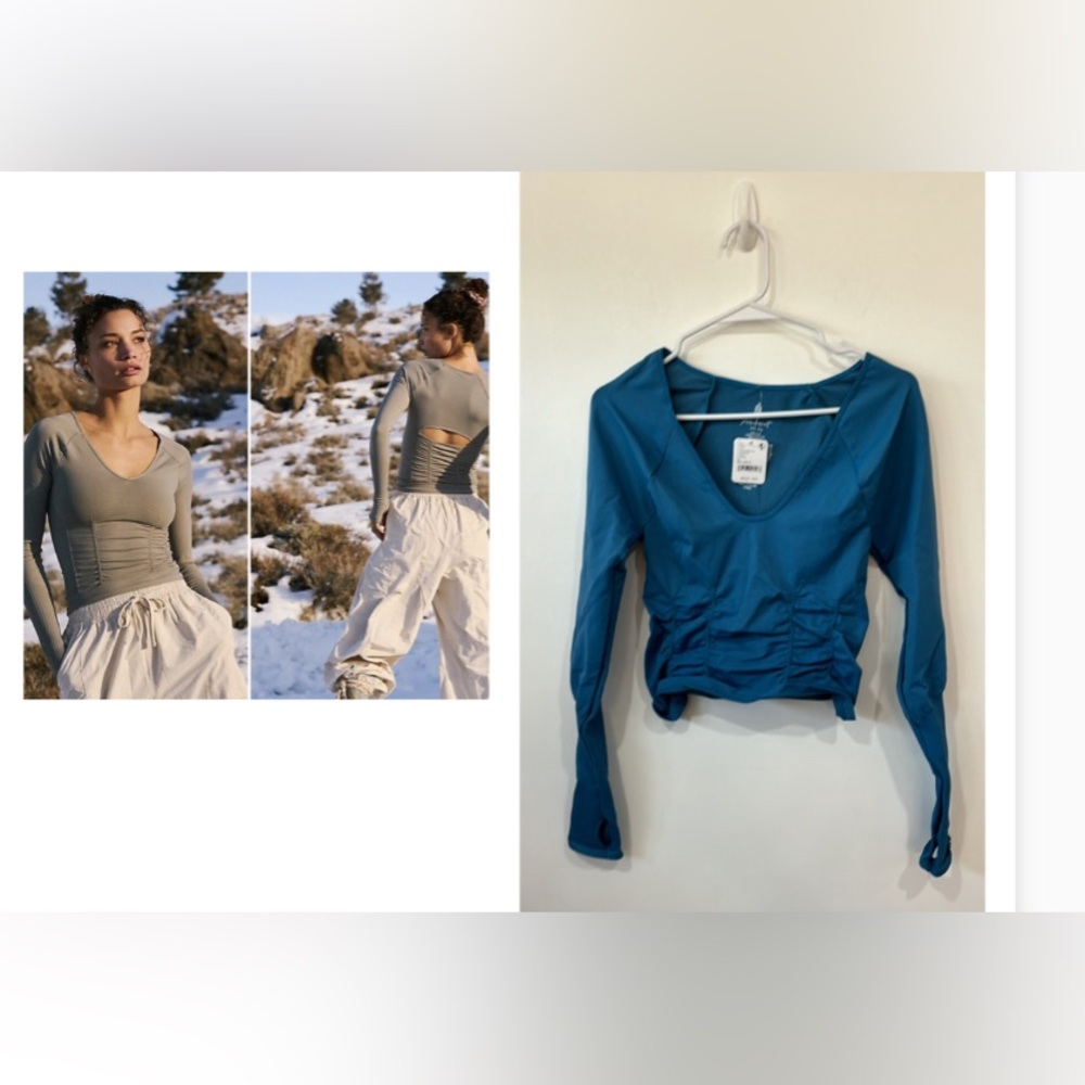 Free people Movement Good Karma Ruched Layer long sleeve top